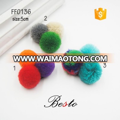 New products new style colorful baby garments decoration fur pom poms ball